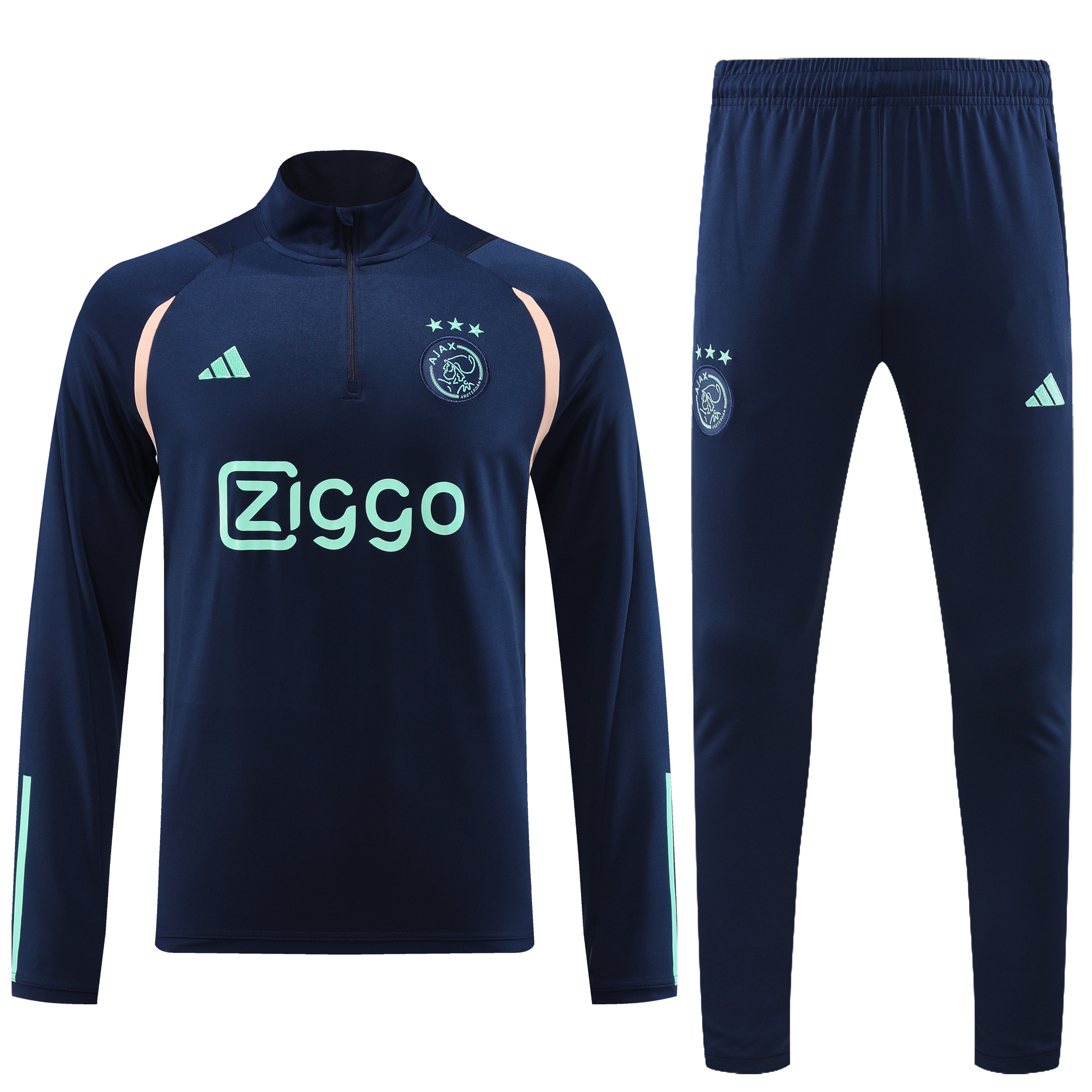 Ajax navy blue with beige stripe zipper tracksuit