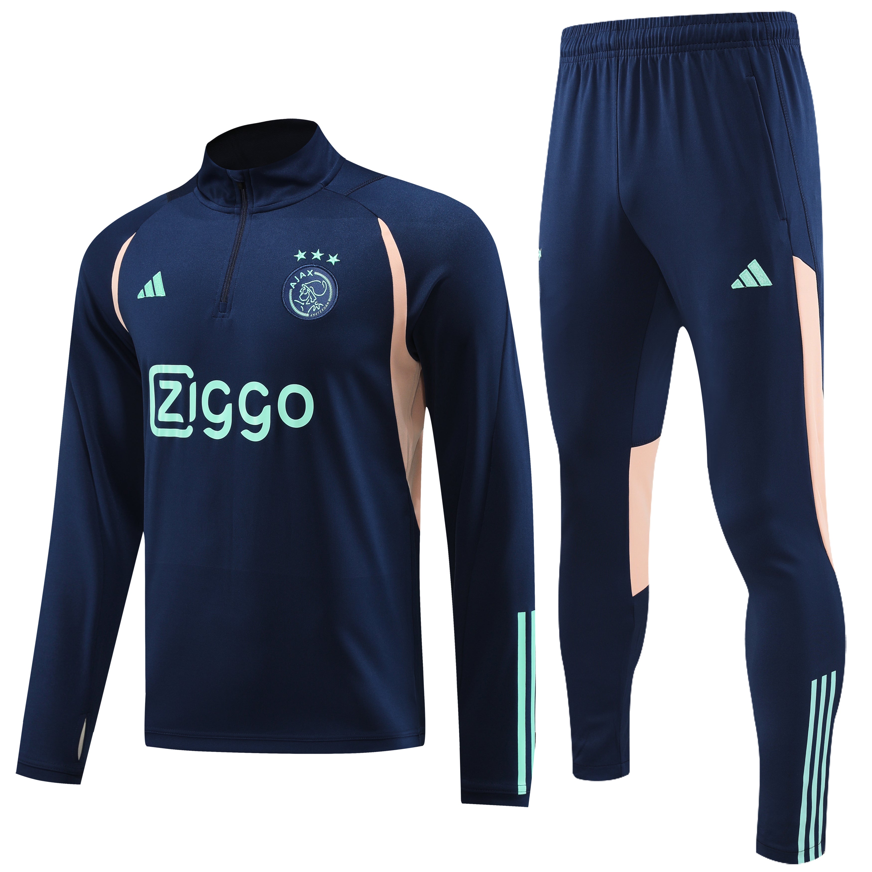 Ajax navy blue with beige stripe zipper tracksuit