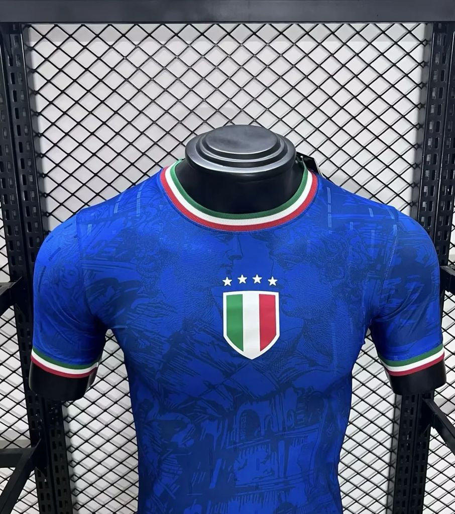 Italy 2024/25 Euro Blue co-branded version Jersey Player Version