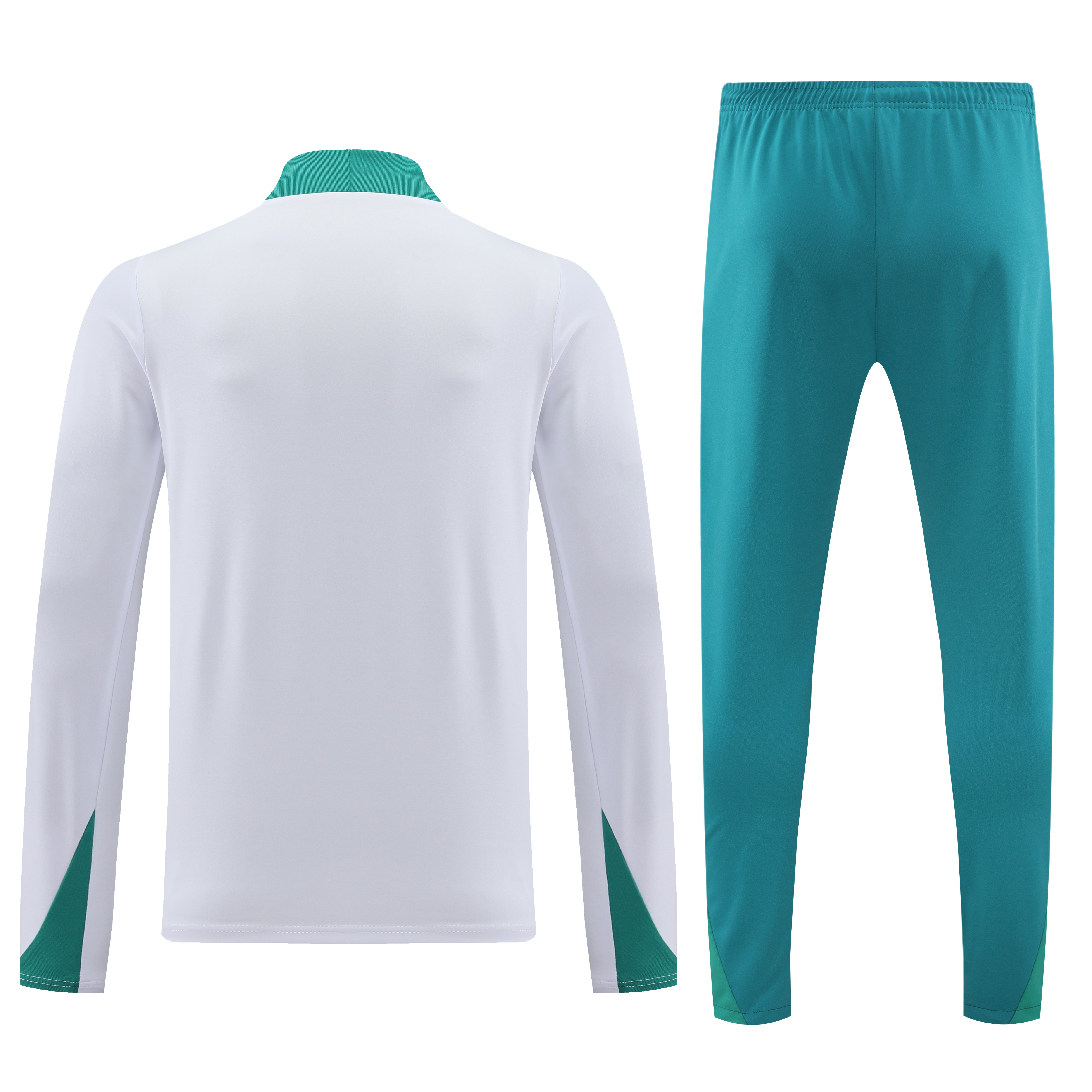 24-25 Portugal white with green half zipper training tracksuit